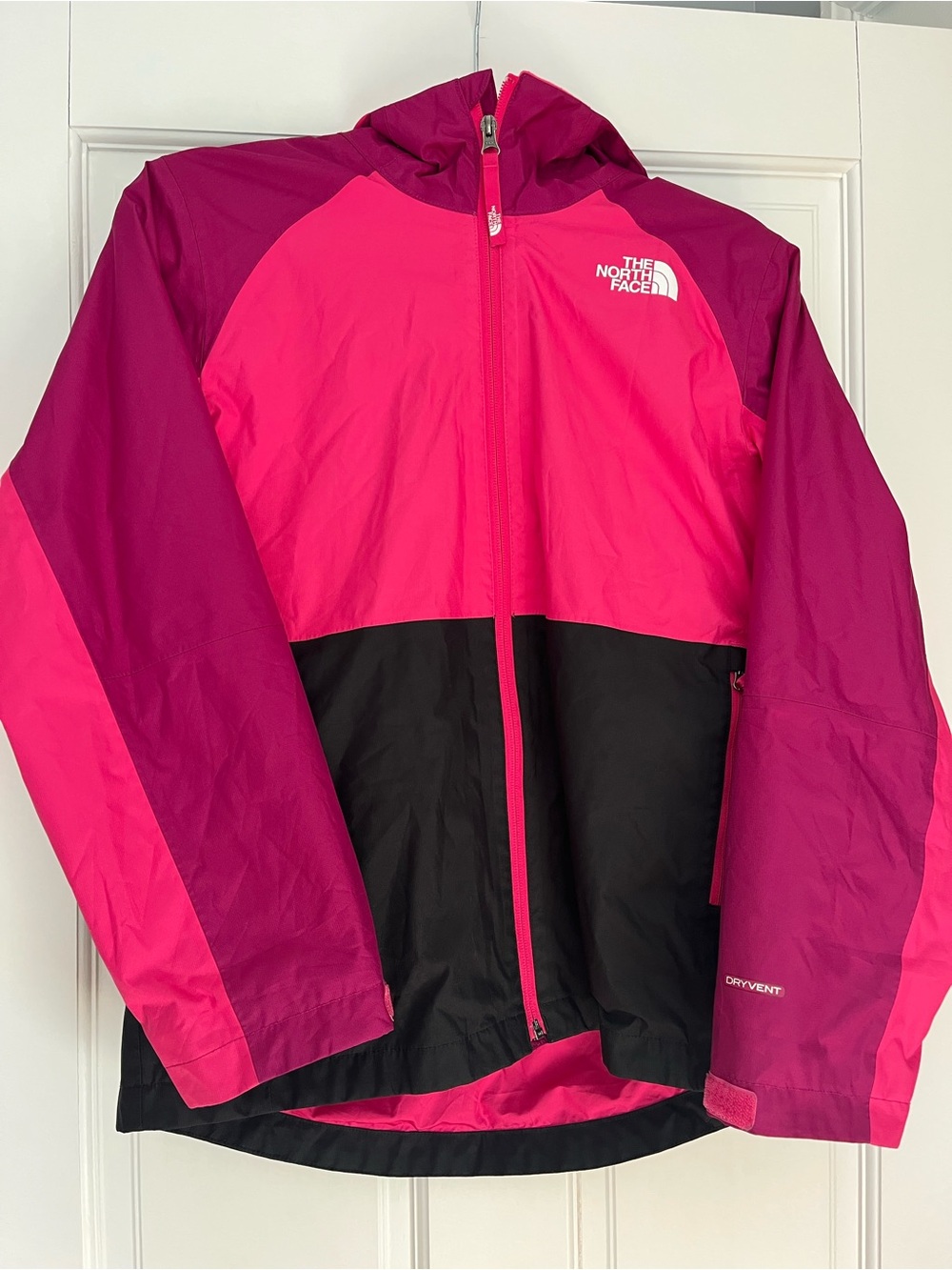 The North Face Pink & Black Colorblock double layer Jacket girls size 14/16